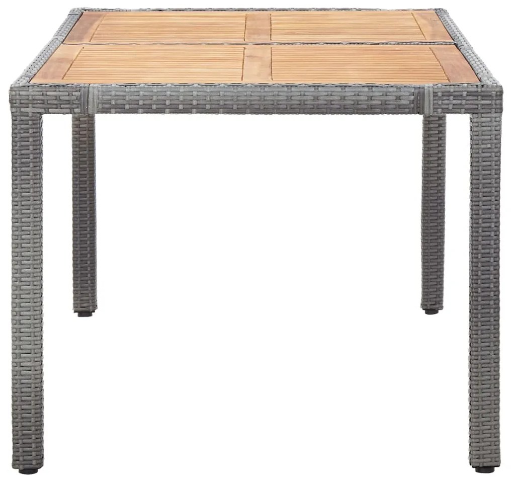 7 pcs conjunto jantar exterior com almofadões vime PE cinzento