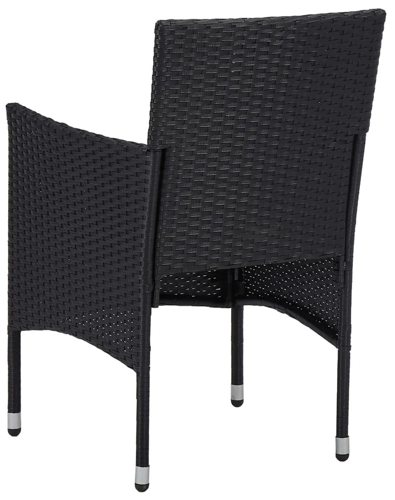 7 pcs conjunto de jantar para jardim vime PE preto