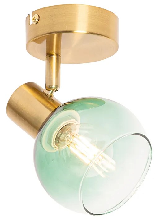 Foco Art Deco dourado com vidro verde - Vidro