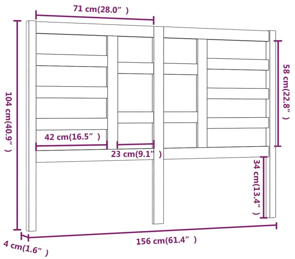 Cabeceira de cama 156x4x104 cm pinho maciço preto