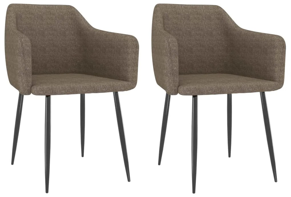 vidaXL Cadeiras de jantar 2 pcs tecido cinzento-acastanhado