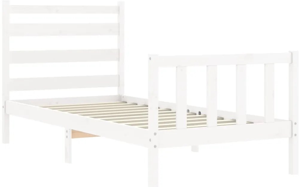 Cama sem colchão 100x200 cm madeira de pinho maciça branco