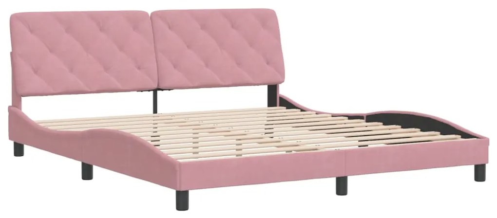 Estrutura de cama c/ cabeceira 180x200 cm veludo rosa