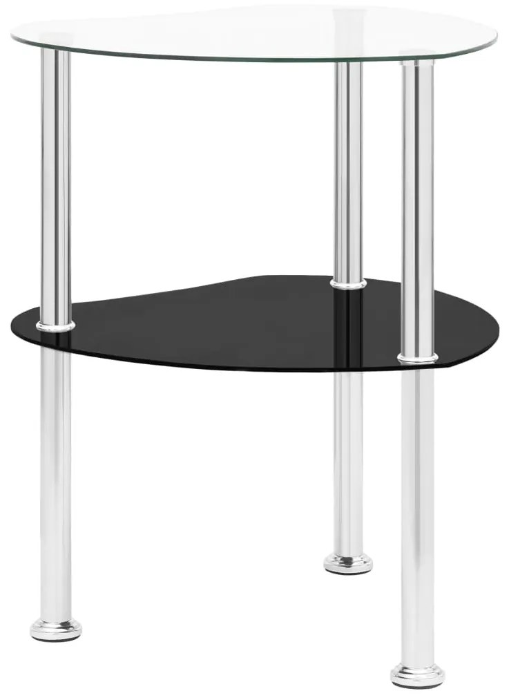 Mesa apoio 2 prateleiras 38x38x50cm vidro temp. transp./preto