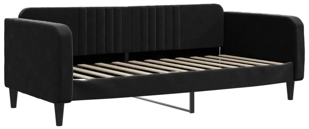 Sofá-cama com colchão 90x200 cm veludo preto