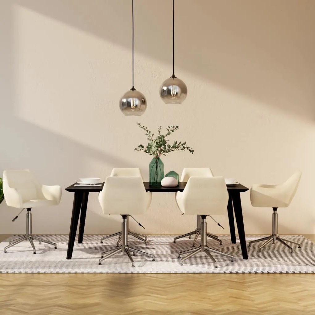 vidaXL Cadeiras de jantar giratórias 6 pcs tecido cor creme