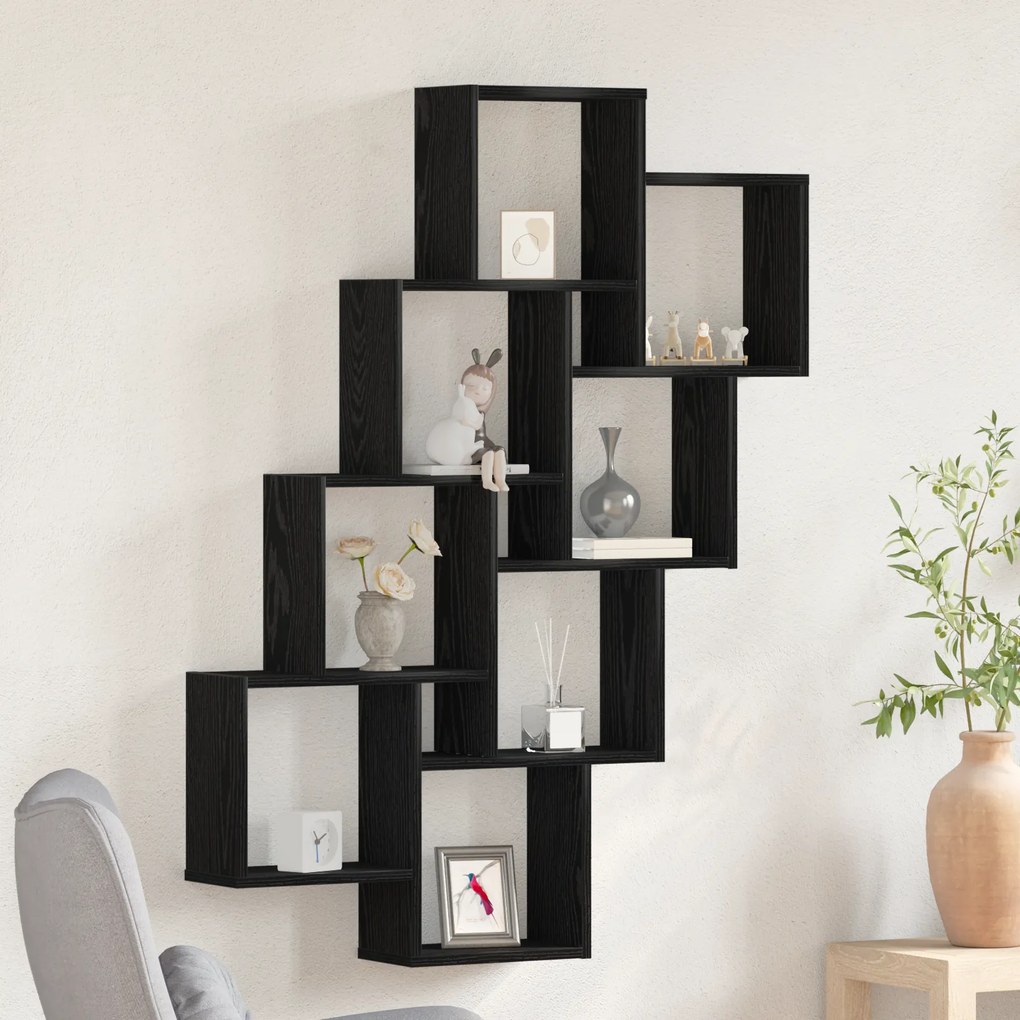 Armário de Parede vidaXL Carvalho Preto 90x15x119,5 cm Madeira de Engenharia
