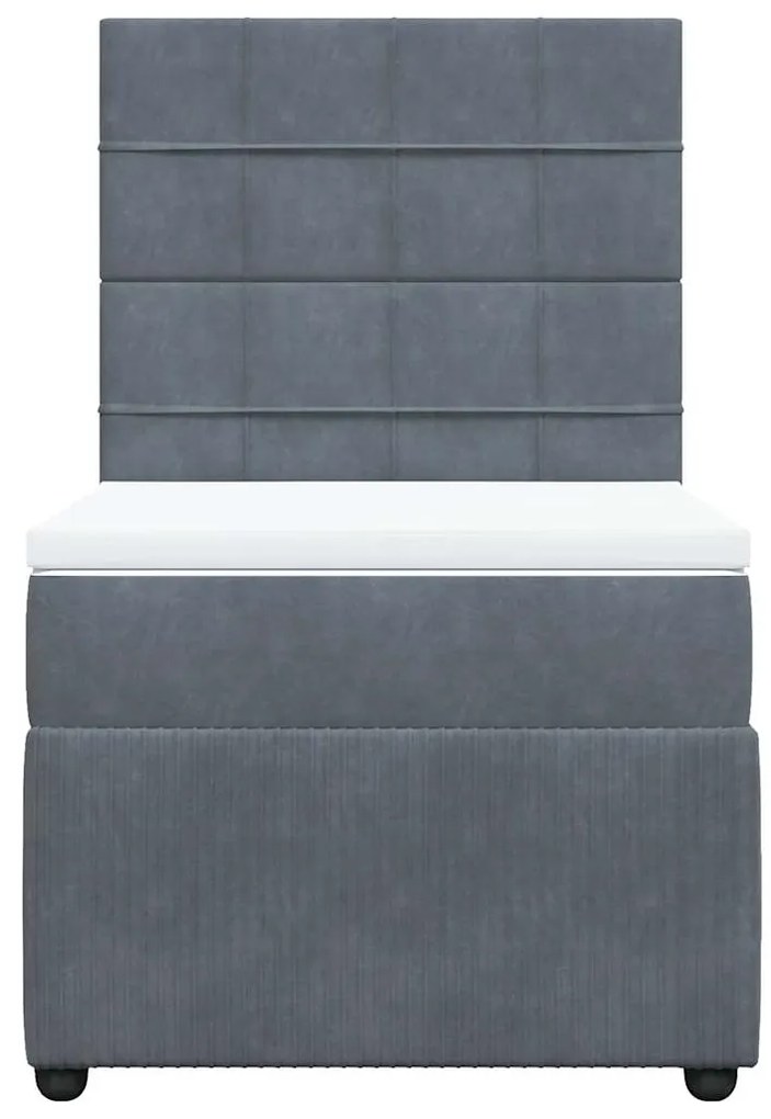 Cama com molas/colchão 80x200 cm veludo cinza-escuro