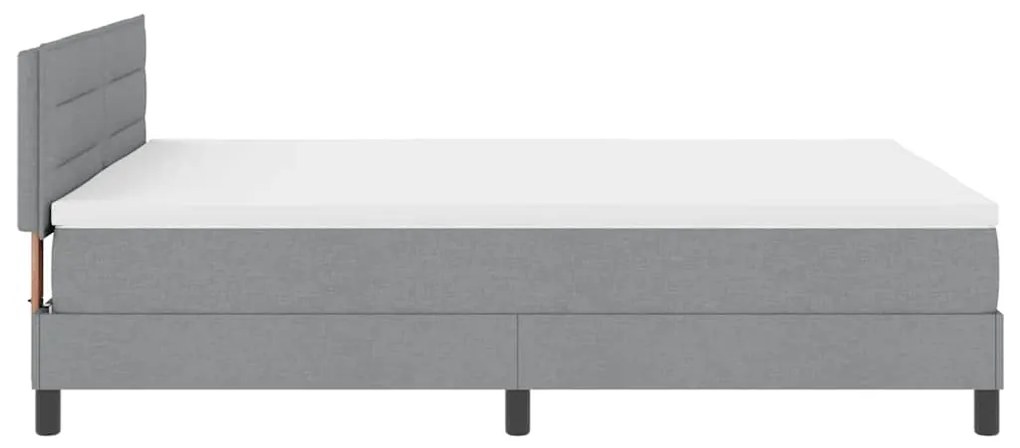 Cama Box com Colchão e Luz LED Cinza Claro 160x200 cm Tecido
