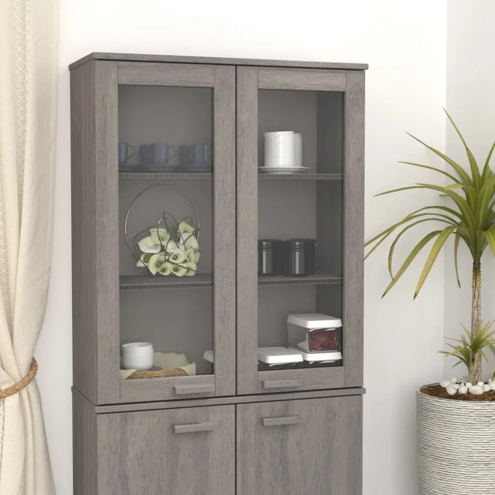 340507 vidaXL Topo p/ armário alto HAMAR 85x35x100cm pinho maciço cinza-claro
