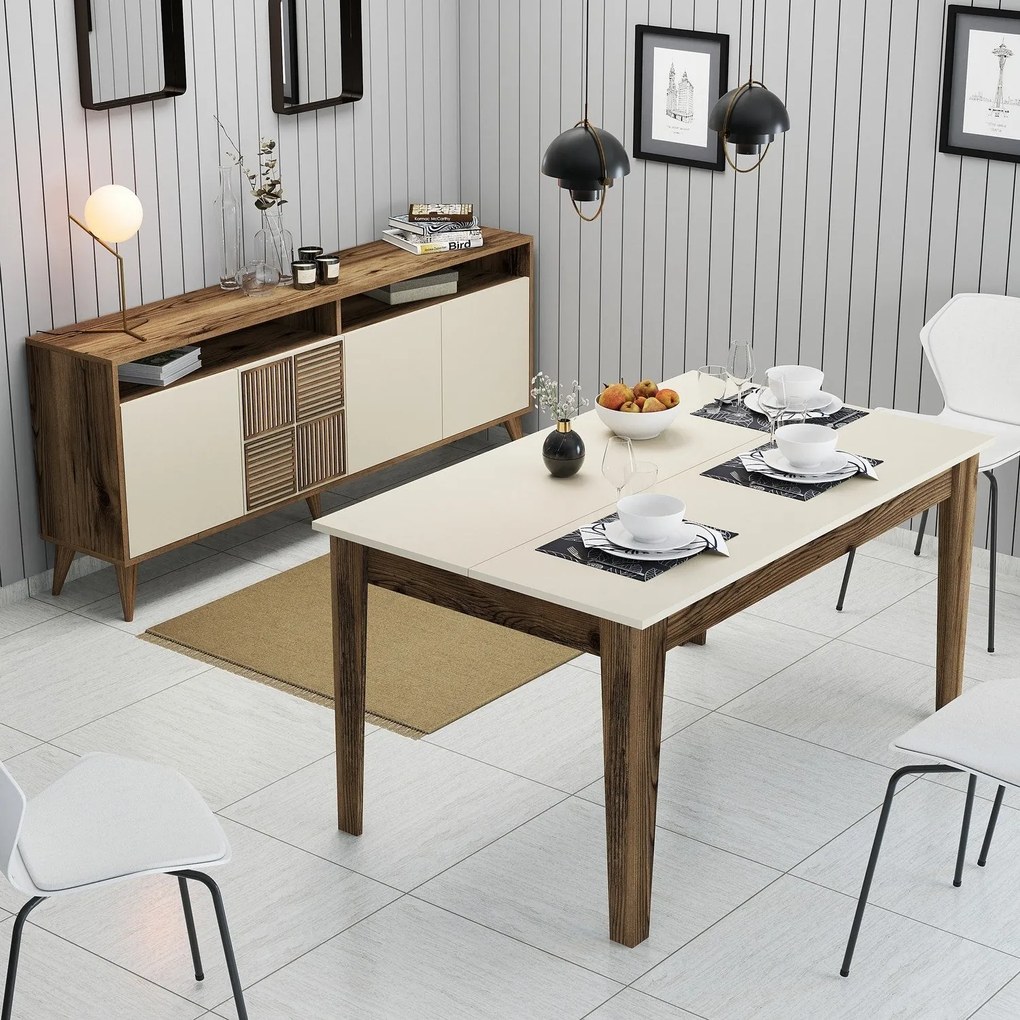Conjunto de Mobiliário de Sala Milan500 – Walnut Cream – Cômoda 180x78