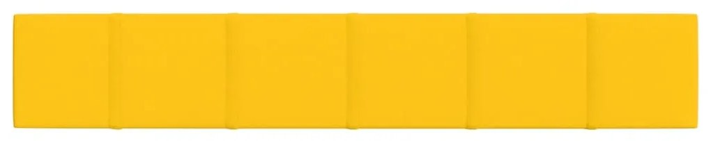 Painel de parede 12 pcs 90x15 cm veludo 1,62 m² amarelo