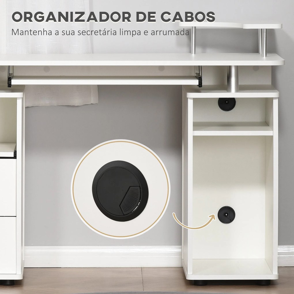 Secretária de Canto – Modelo Uppsala – 120x55x85 – Moderna – Branco