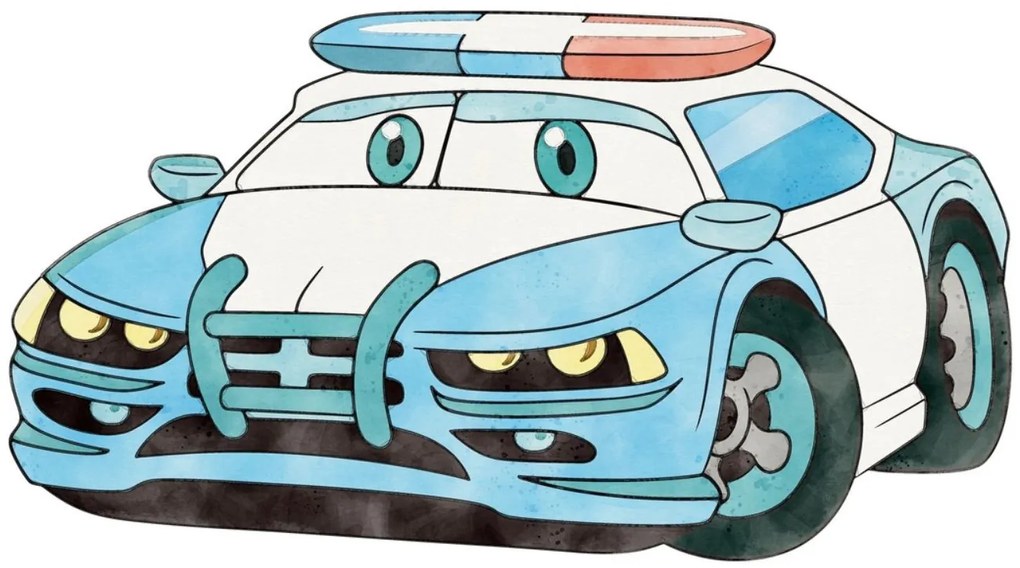 Cama infantil branca Luk polícia 140x70 com gaveta - colchão e estrado incluído