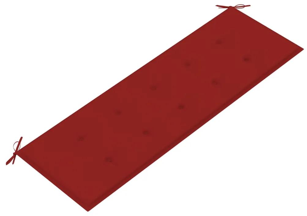 Banco Batavia c/ almofadão vermelho 150 cm madeira teca maciça