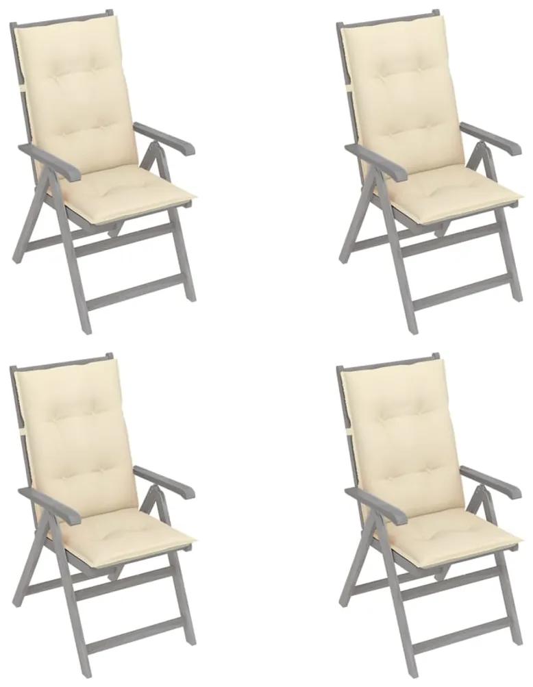 3065394 vidaXL Cadeiras jardim reclináveis c/ almofadões 4 pcs acácia maciça