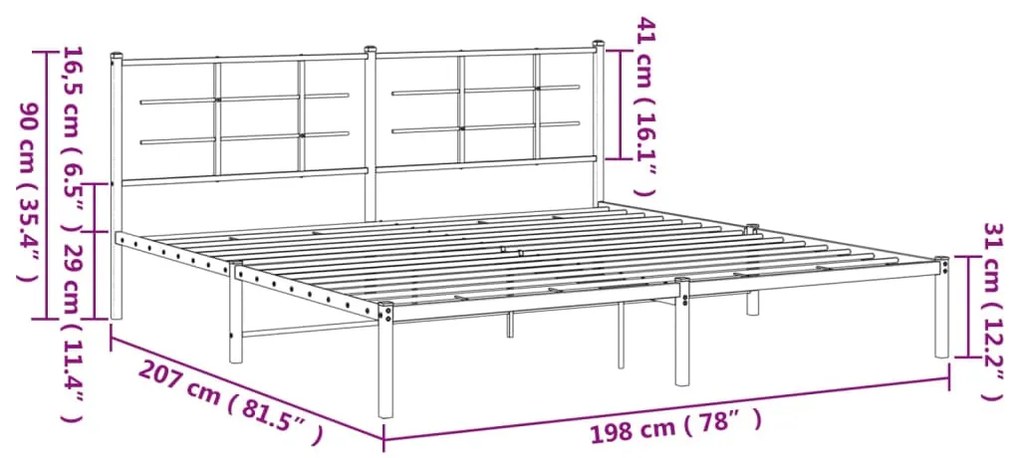 Estrutura de cama com cabeceira 193x203 cm metal branco