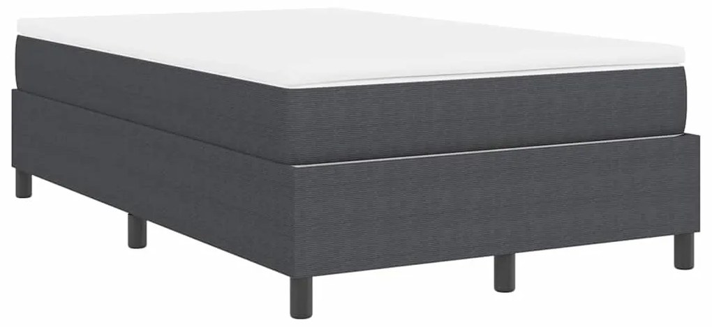 Cama Box com Colchão – Cinza Escuro, 120 x 200 cm, Tecido de Corduroy