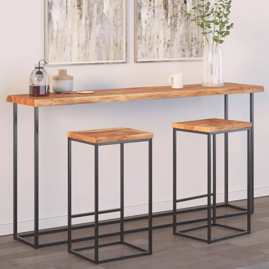 vidaXL Tampo de mesa retangular borda viva 180x40x2,5 cm acácia maciça