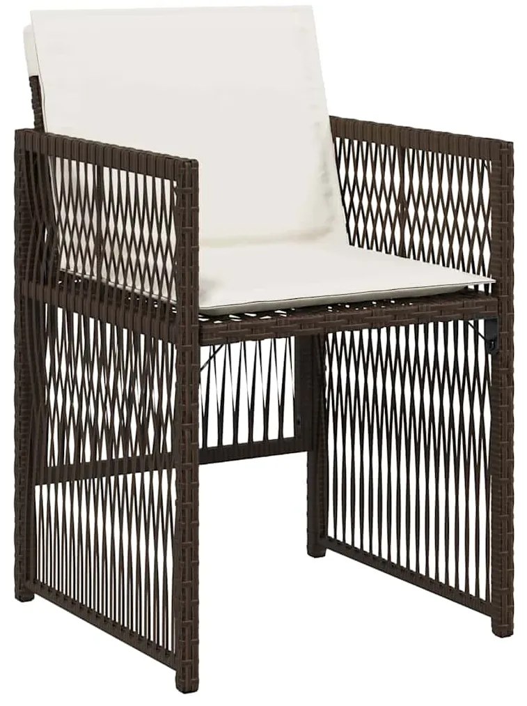 Conjunto de Jantar para Jardim 5 Peças com Almofadas Castanhas em Ratt