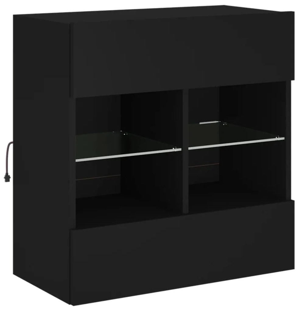 Móvel de parede para TV com luzes LED 58,5x30x60,5 cm preto