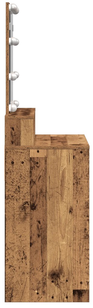 Mesa de Maquilhagem com Espelho e Luzes LED Madeira Antiga