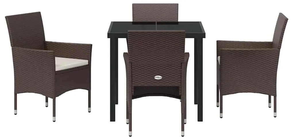 Conjunto de Jantar para Jardim com 5 Peças em Rattan Sintético Marrom