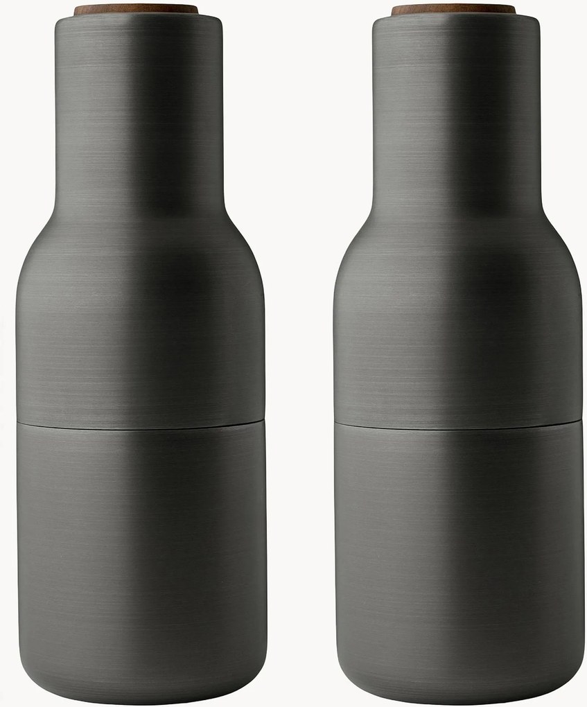 Moinhos de sal e pimenta com tampa em madeira de nogueira Bottle Grinder, conjunto de 2