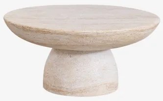 Mesa De Centro Redonda Ø70 Cm Em Cimento Zenadia Look Travertino - Sklum