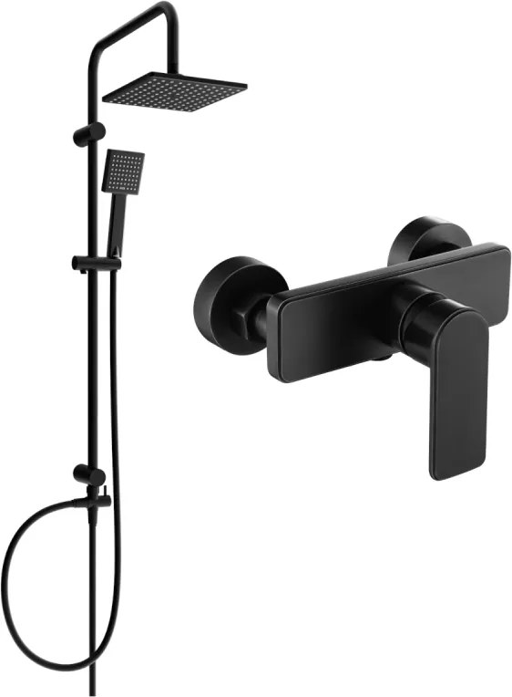 Mexen Cetus Tord conjunto de chuveiro de parede com chuveiro de teto e misturadora, preto - 744340200-70