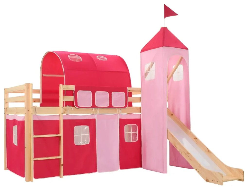 vidaXL Estrutura cama infantil c/ escorrega e escada pinho 208x230cm