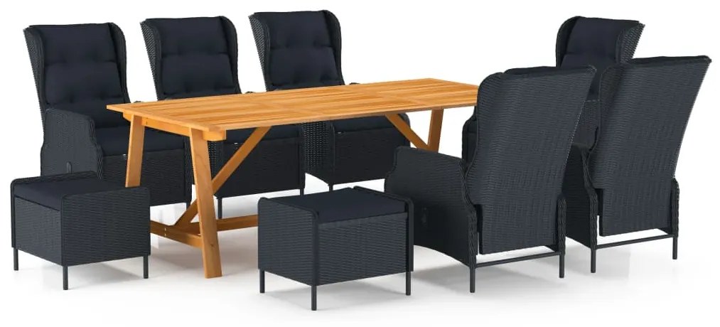 vidaXL 9 pcs conjunto de jantar para jardim cinzento-escuro