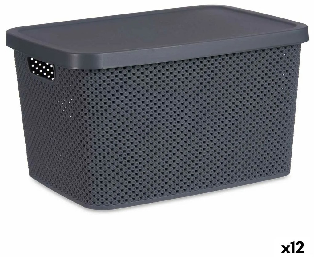 Caixa de Armazenagem com Tampa Antracite Plástico 19 L 28 x 22 x 39 cm (12 Unidades)