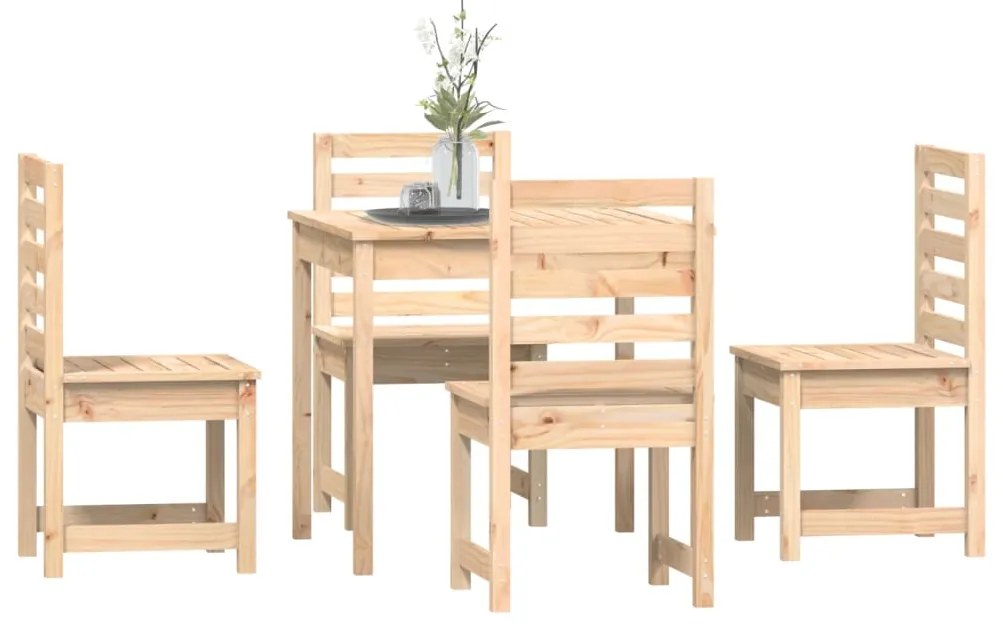 5 pcs conjunto de jantar p/ jardim madeira de pinho maciça