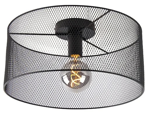 Luminária de teto industrial preta - Drum Mesh