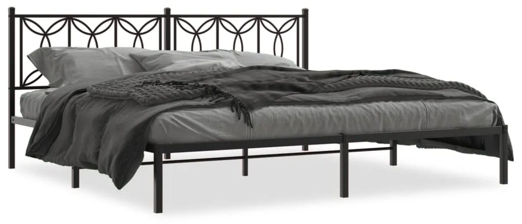 Estrutura de cama com cabeceira 200x200 cm metal preto