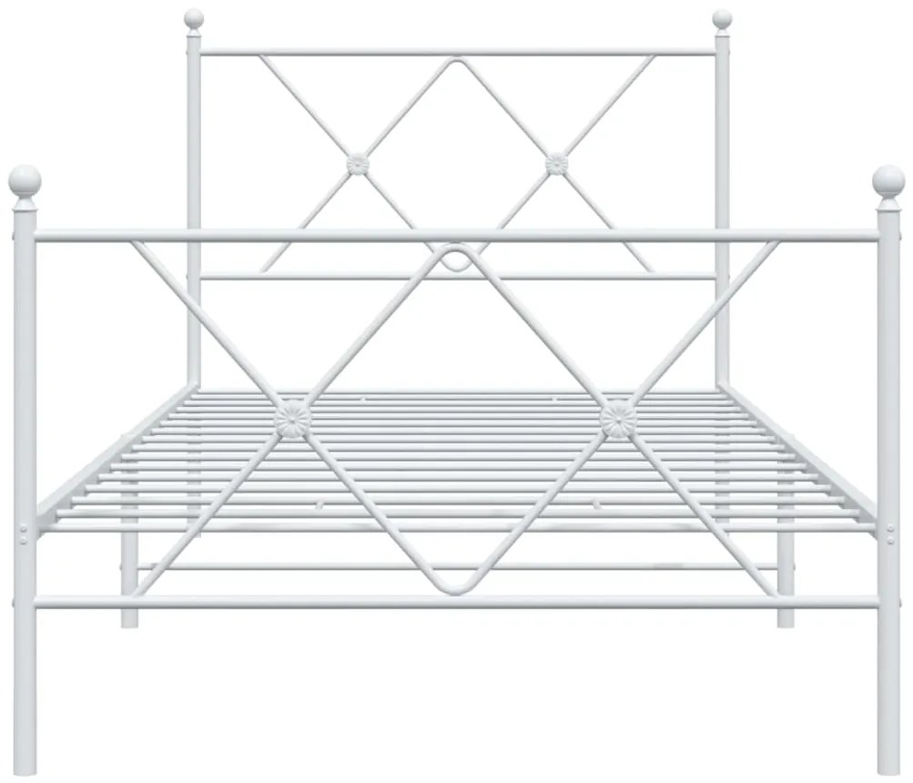 Estrutura de cama com cabeceira e pés 90x190 cm metal branco