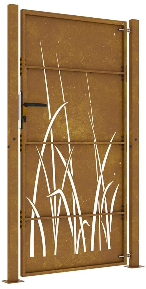 Portão de jardim 105x205 cm aço corten design erva