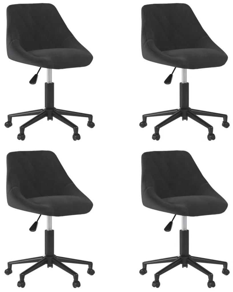 vidaXL Cadeiras de jantar giratórias 4 pcs veludo preto