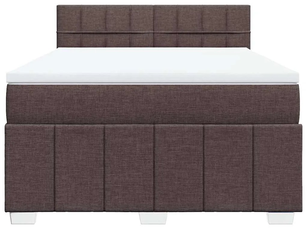 Cama com molas/colchão 140x200 cm tecido castanho-escuro