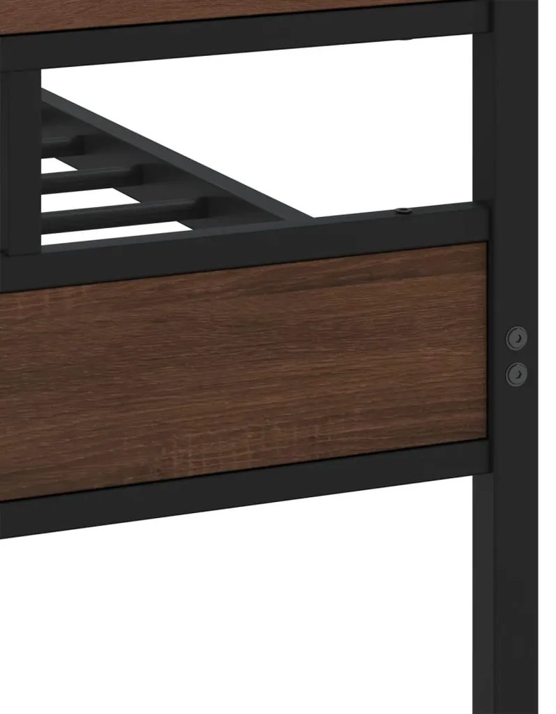 Estrutura cama sem colchão 193x203 cm metal carvalho castanho