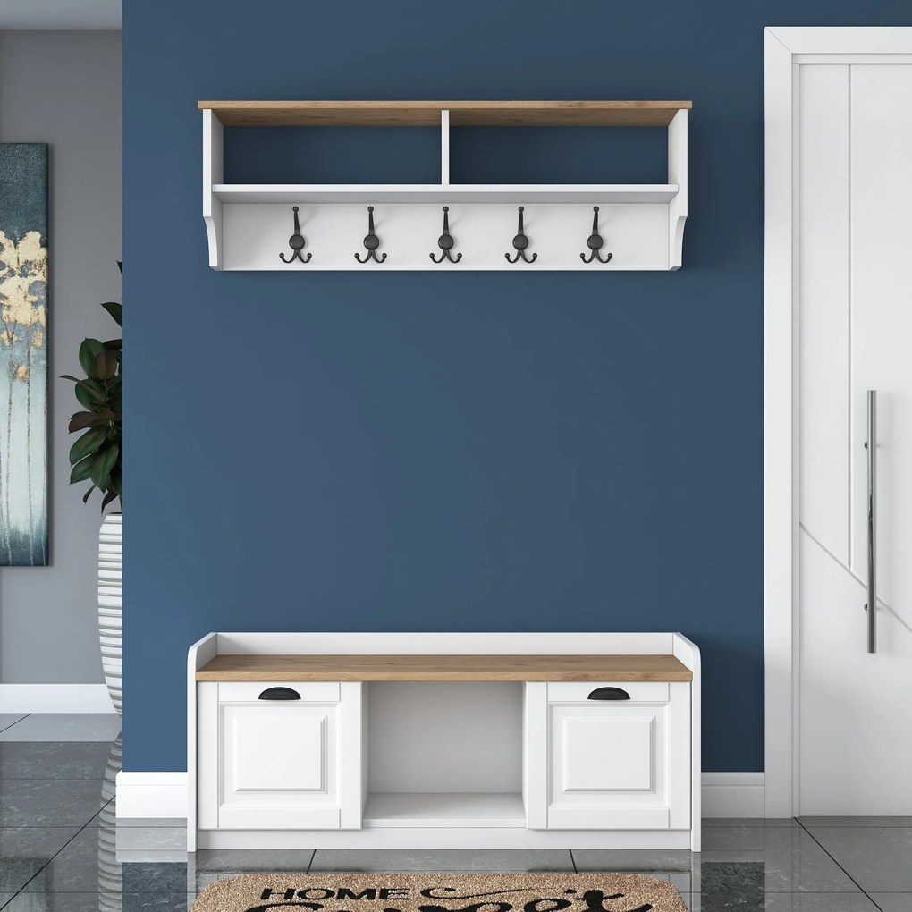 **** Hall Stand P2 – Branco Nogueira – 120x45x40 cm
**