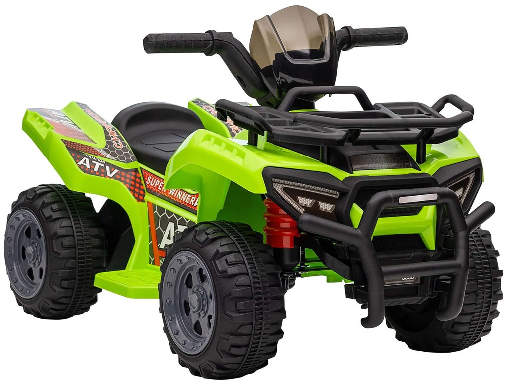 HOMCOM Quadriciclo Elétrico Infantil Bateria 6V 2km/h 70x42x45 cm Verde Veículo Aventura Segurança