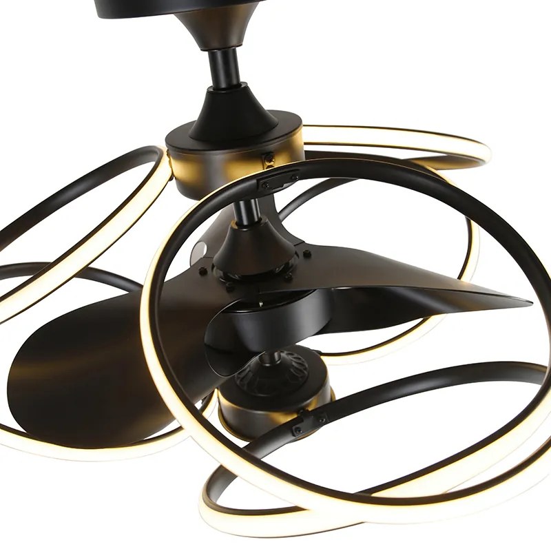 Ventilador de teto design preto com comando remoto incl. LED - Kauv Design