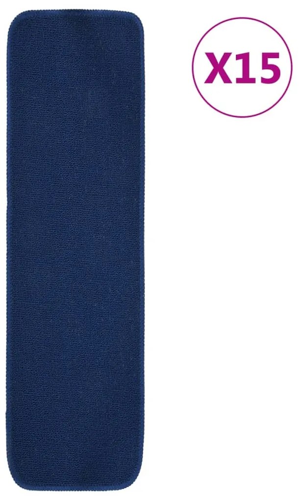 Tapetes antiderrapantes p/ escadas 15 pcs 75x20 cm azul marinho