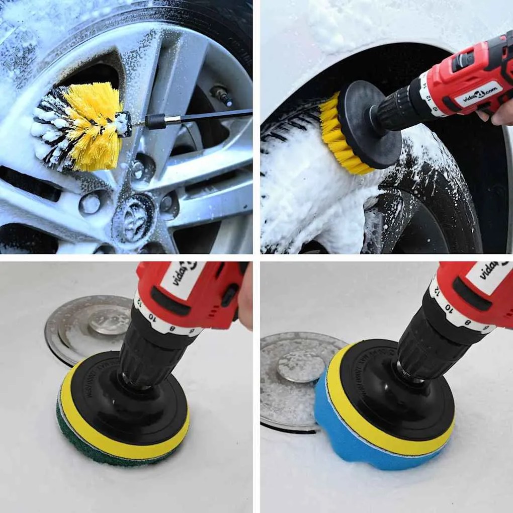 vidaXL Conjunto de Escovas para Carro Multicolor vime PE