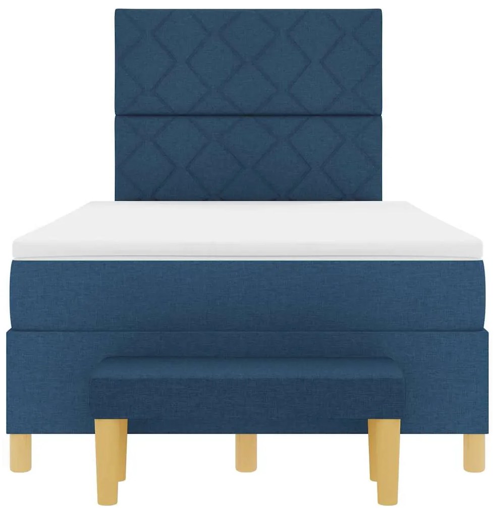 Cama Box com Colchão &amp; Banco Azul 120x200 cm Tecido