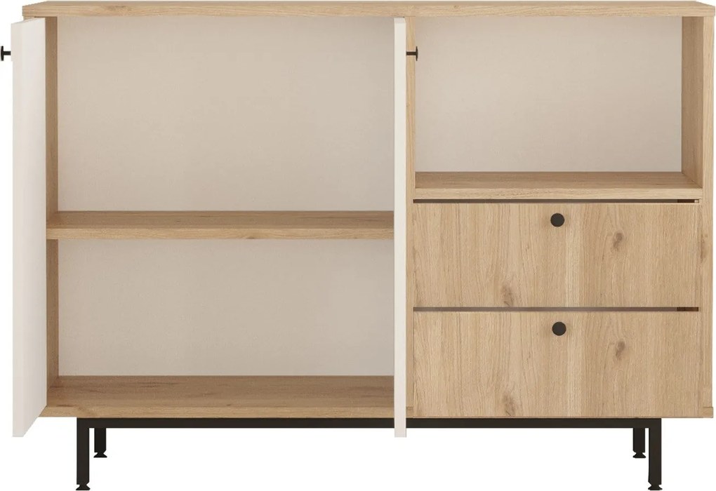 Aparador de cozinha "Toledo" - Carvalho e Branco - 120x85x35.5cm - Des