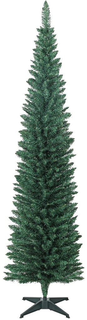 Árvore de Natal Slim 210 cm Árvore de Natal Artificial com 401 Ramos Suporte Metálico Decoração para Interior Verde