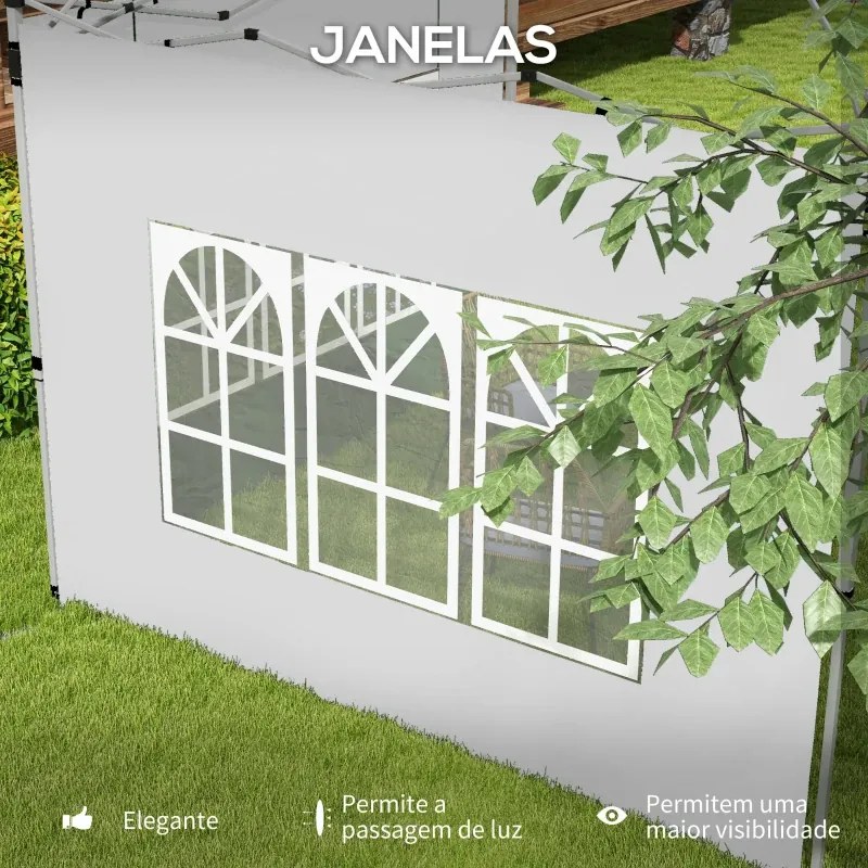 2 Paredes Laterais para Tenda de 3x3 / 3x4 m 295x195 cm (ESTRUTURA NÃO INCLUIDA) Parede de Substituição de Tecido Oxford para Tendas Dobráveis Branco